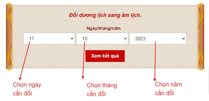 Tiện ích đổi lịch âm dương