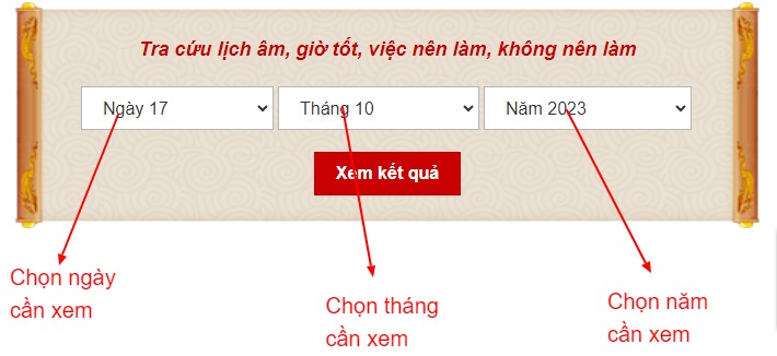 Tiện ích tra cứu lịch vạn niên